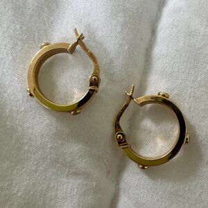 Pure Gold Hoop Earrings with CZ Studs